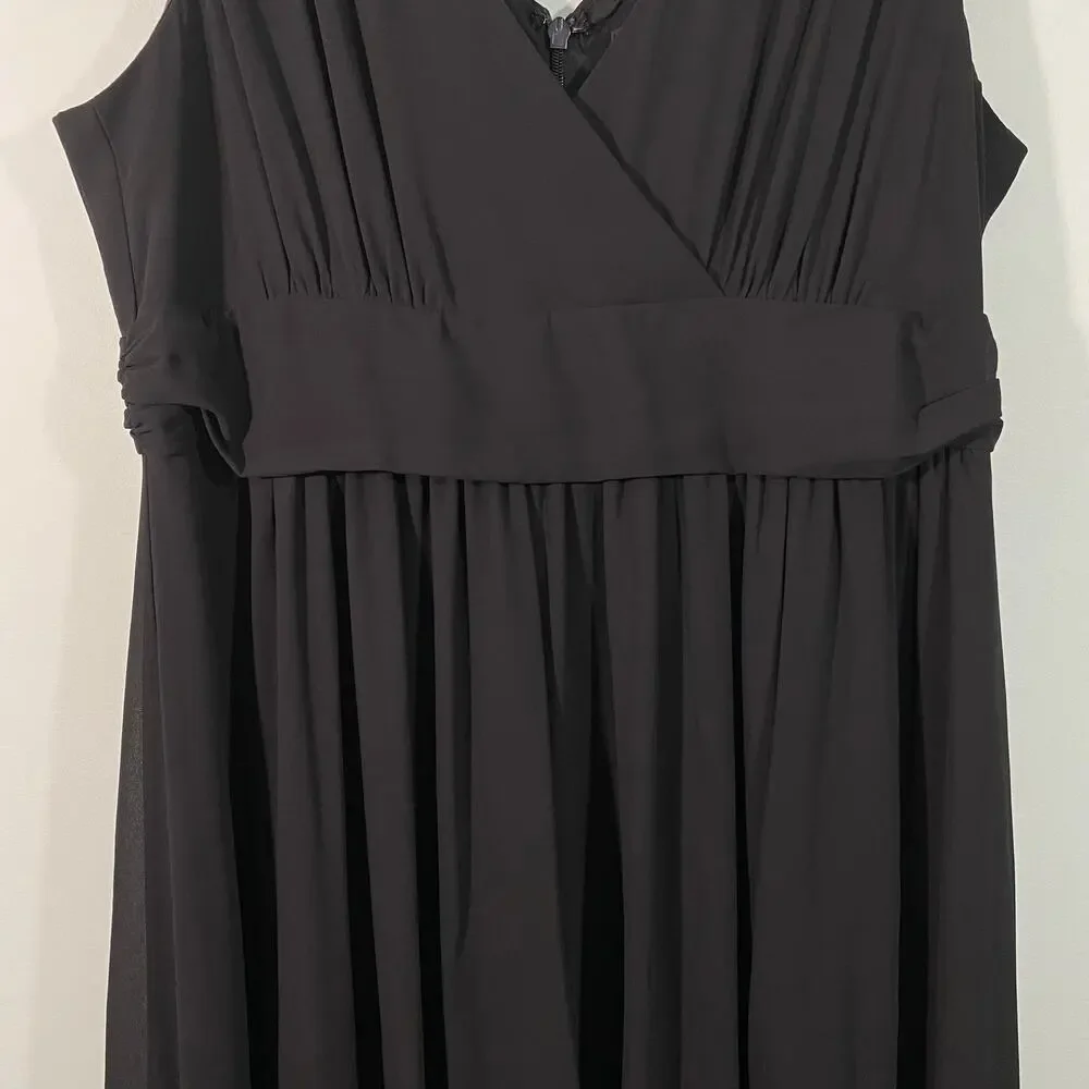 Lulu's Black V-neck Surplice Sleeveless Chiffon Maxi Dress 3X Bridesmaid Wedding - Picture 9 of 9